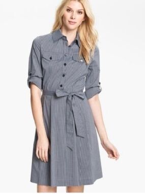 tory burch leather trimmed linen dress Tory Burch Leather Trim Linen Midi Dress In New Ivory/ Safari Heavy Linen